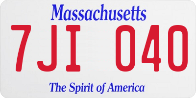 MA license plate 7JI040
