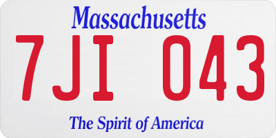 MA license plate 7JI043