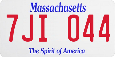 MA license plate 7JI044