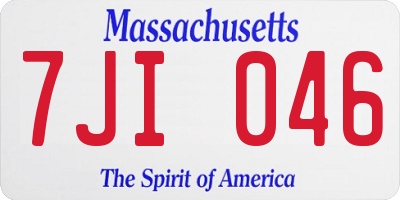MA license plate 7JI046