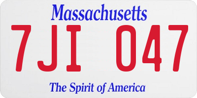 MA license plate 7JI047