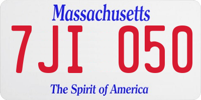 MA license plate 7JI050