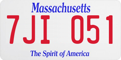 MA license plate 7JI051