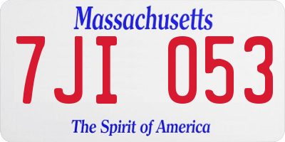 MA license plate 7JI053
