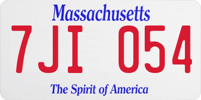 MA license plate 7JI054