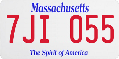 MA license plate 7JI055