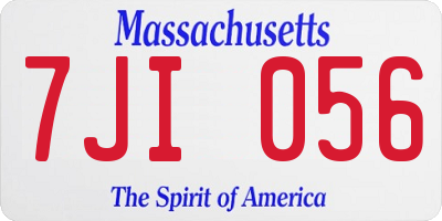 MA license plate 7JI056