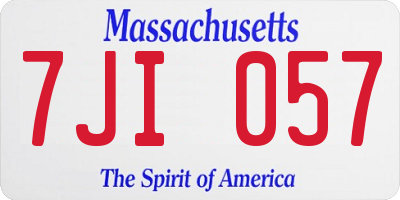 MA license plate 7JI057