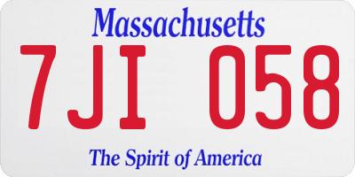 MA license plate 7JI058