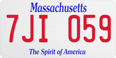 MA license plate 7JI059