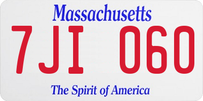 MA license plate 7JI060