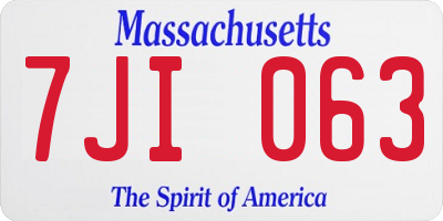 MA license plate 7JI063