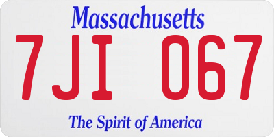 MA license plate 7JI067