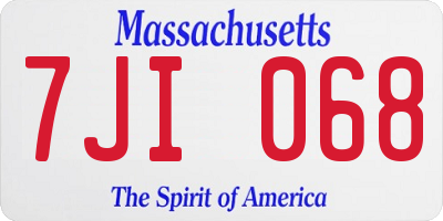 MA license plate 7JI068