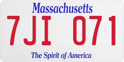 MA license plate 7JI071