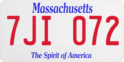 MA license plate 7JI072