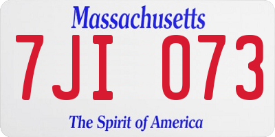 MA license plate 7JI073