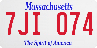 MA license plate 7JI074
