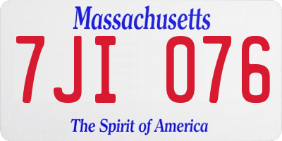 MA license plate 7JI076