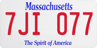 MA license plate 7JI077