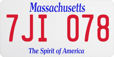 MA license plate 7JI078