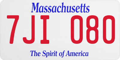 MA license plate 7JI080