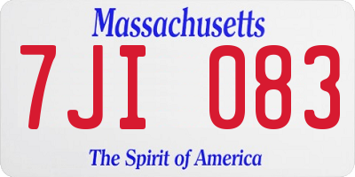 MA license plate 7JI083