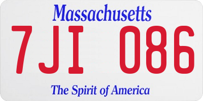 MA license plate 7JI086