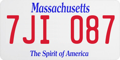 MA license plate 7JI087