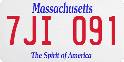 MA license plate 7JI091