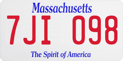 MA license plate 7JI098