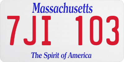 MA license plate 7JI103