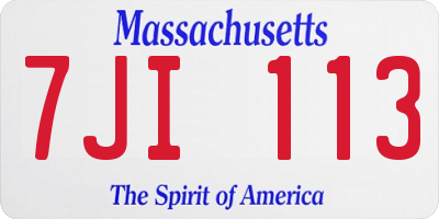 MA license plate 7JI113