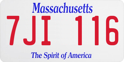 MA license plate 7JI116