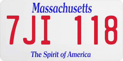 MA license plate 7JI118