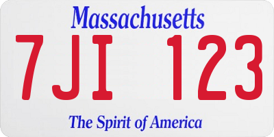 MA license plate 7JI123