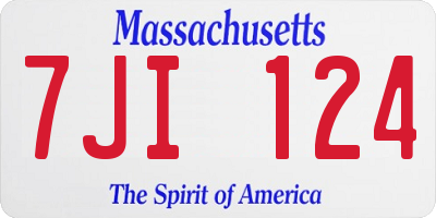 MA license plate 7JI124