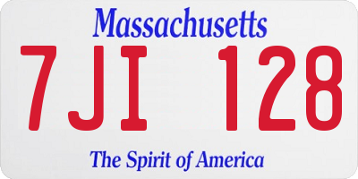 MA license plate 7JI128