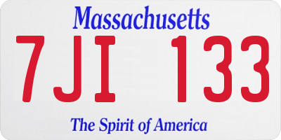 MA license plate 7JI133
