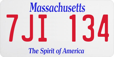 MA license plate 7JI134