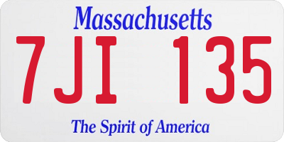 MA license plate 7JI135