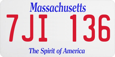 MA license plate 7JI136