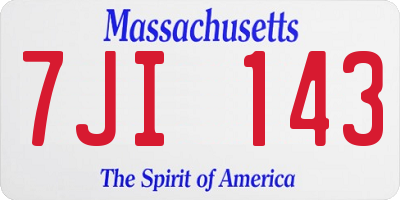 MA license plate 7JI143