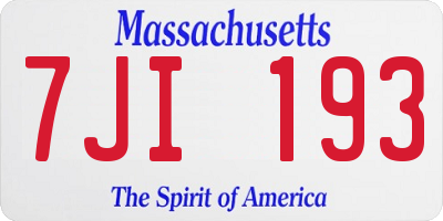 MA license plate 7JI193