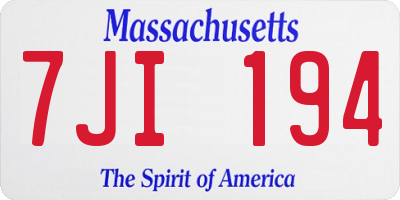 MA license plate 7JI194
