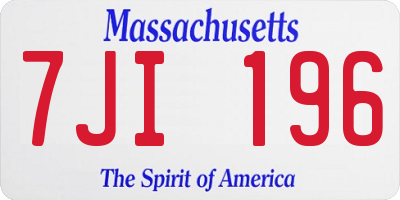 MA license plate 7JI196