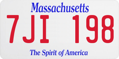 MA license plate 7JI198
