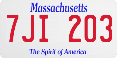 MA license plate 7JI203