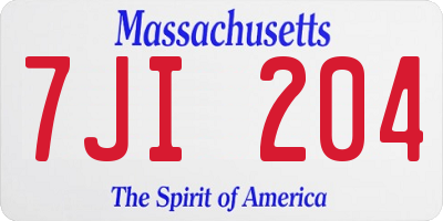 MA license plate 7JI204
