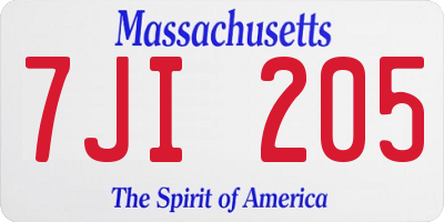 MA license plate 7JI205